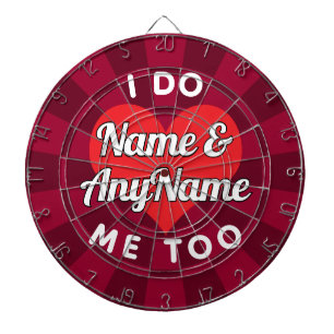 Custom Wedding Text White Maroon and Red Heart Dartboard