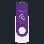 Custom wedding thank you party favor USB drive<br><div class="desc">Custom wedding party favor swivel USB flash drive with interlocking rings. Personalized name of bride and groom plus date of marriage. Elegant USB stick design personalizable with custom name or monogram. Change the quantity to get the cheapest price per pen drive. Available in different colors. Stylish script typography design with...</div>