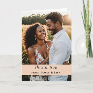 Custom Wedding Thank You Photo Card – Peach Banner