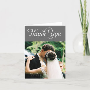 Custom Wedding Thank You Photo Cards Message Grey