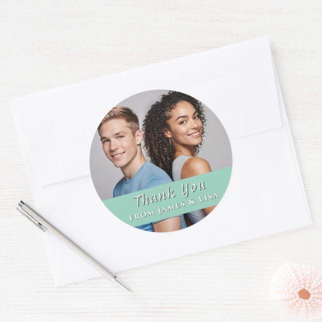 custom Wedding Thank You Single Photo Sticker (Envelope)