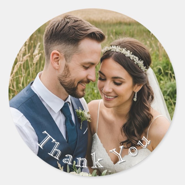 custom Wedding Thank You Single Photo Sticker (Front)