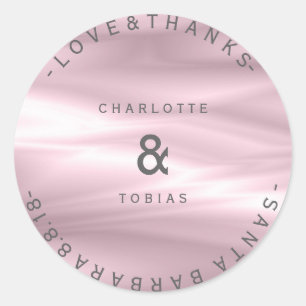 Custom Wedding Thanks Lilac Purple Lavender Silk Classic Round Sticker