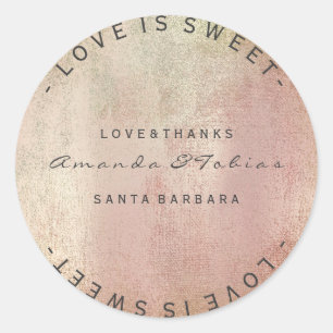 Custom Wedding Thanks Paint Rose Gold Pastel Skin Classic Round Sticker