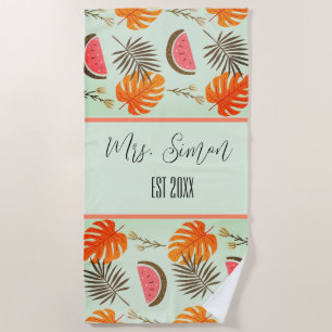 Custom Wedding Tropical Hawaiian Beach Towel