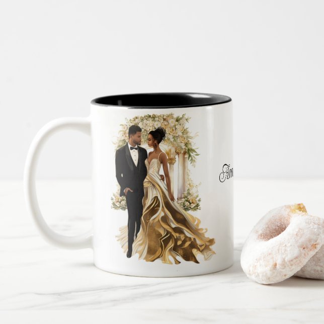 Custom Wedding  Two-Tone Coffee Mug (With Donut)