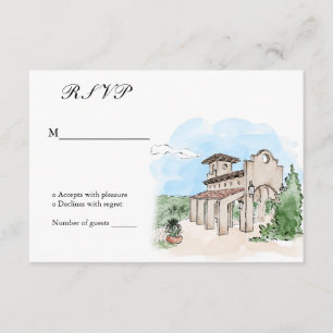 Custom Wedding Venue Mansion Illustration RSVP Enclosure Card