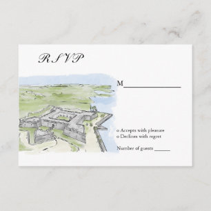 Custom Wedding Venue Mansion Illustration RSVP Enclosure Card