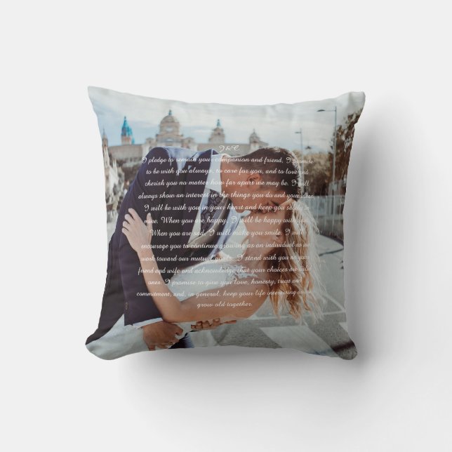 Custom Wedding Vows Couple Photo Cushion (Front)