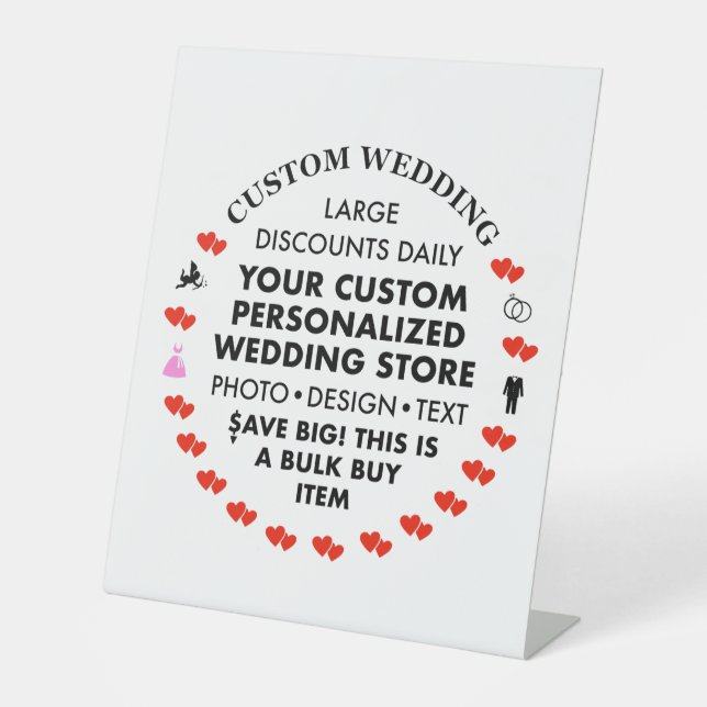Custom Wedding Welcome Sign - 10" x 12" Pedestal (Front)
