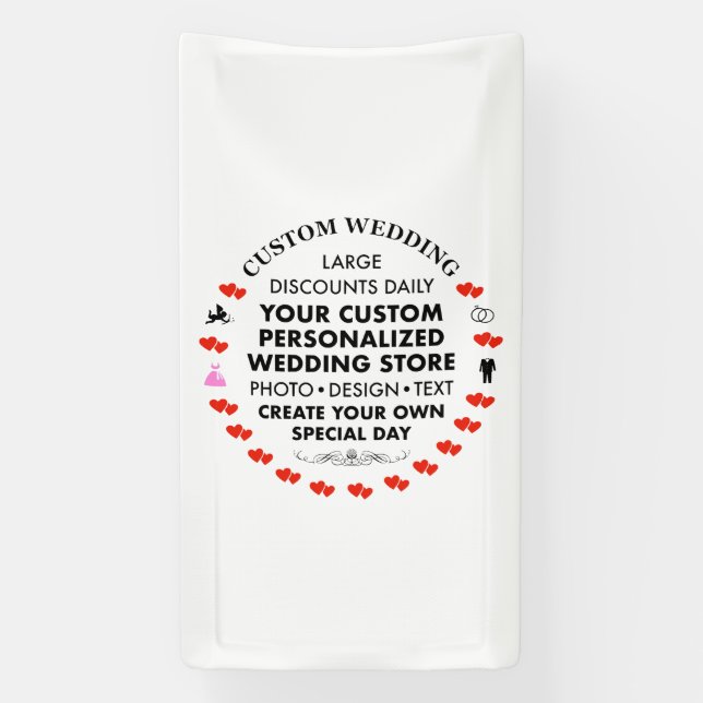 Custom Wedding Welcome Sign 3' x 1.6' Vinyl Banner (Vertical)