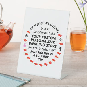 Custom Wedding Welcome Sign - 6" x 8" Pedestal
