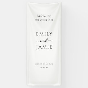 Custom Wedding Welcome Sign, Elegant Linen Fabric Banner