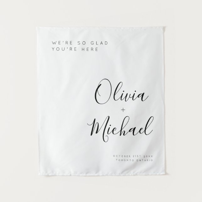 Custom Wedding Welcome Sign with Location Tapestry (Front)