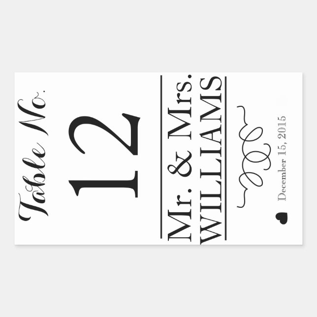 custom Wedding wine bottle label table number (Front)