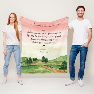 Custom Wedding Wishes to Bride and Groom Fleece Blanket