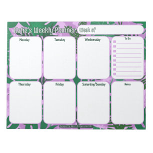 Custom Weekly Planner Jungle Leaves Pattern Notepad