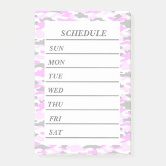 Custom Weekly Schedule Post-it Pink Camouflage Whi Notes