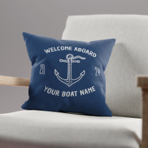 Custom Welcome Aboard Boat Name Navy Blue