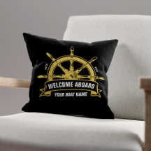 Custom Welcome Aboard Nautical Ship Wheel Black