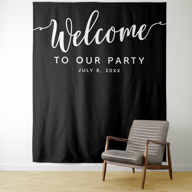 Custom Welcome Event Photo Backdrop Banner Tapestry (In Situ)