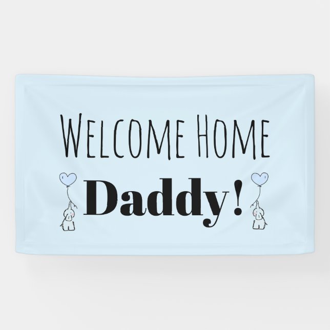 Custom Welcome Home Blue Cute Personalized Banner (Horizontal)