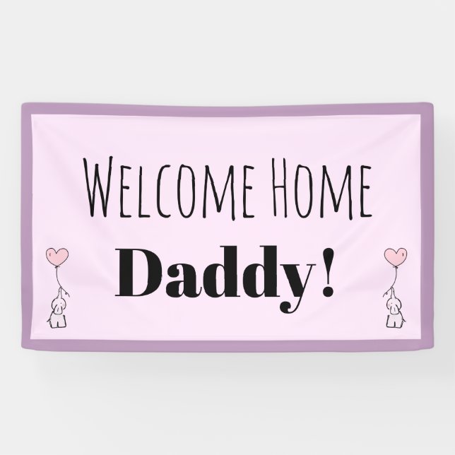 Custom Welcome Home Pink Cute Personalized Banner (Horizontal)