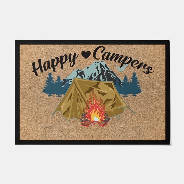 Custom welcome mat, Camping decor Doormat (Front)