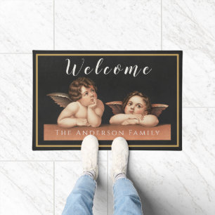 Custom Welcome Raphael Cherub Renaissance Art Doormat