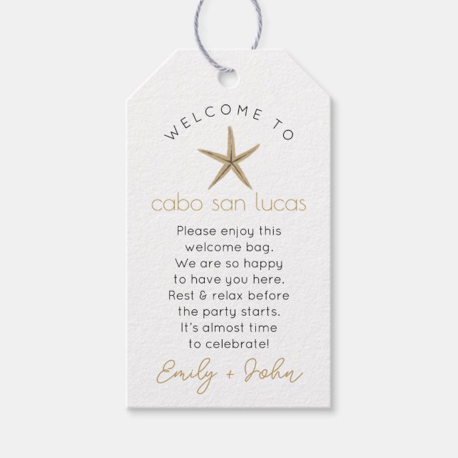 Custom Welcome to Cabo San Lucas wedding Tag (Front)