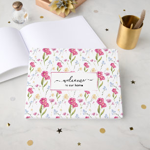 Custom WELCOME TO OUR HOME Floral Wildflower Guest Book