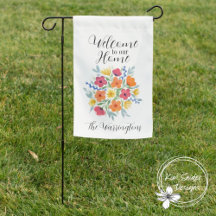 Custom "Welcome to Our Home" Watercolor Florals