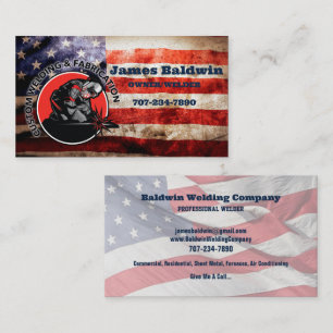 Custom Welder & Fabrication American Flag Business Card