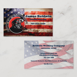 Custom Welder & Fabrication American Flag Business Card