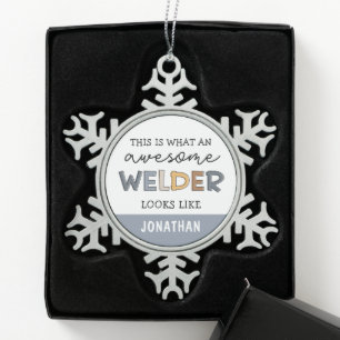 Custom Welder Funny Awesome Welder Gifts Snowflake Pewter Christmas Ornament