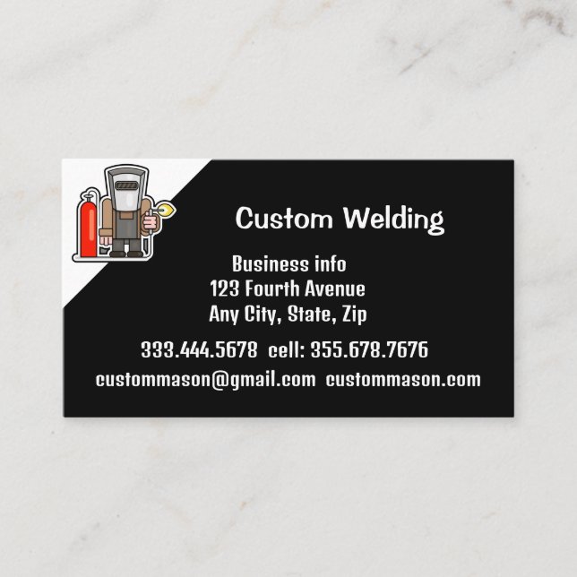 Custom Welding Manufacturing Repairs Business Card (Front)