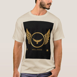 Custom Well Done Text Eagle Image Sand Colour Prin T-Shirt