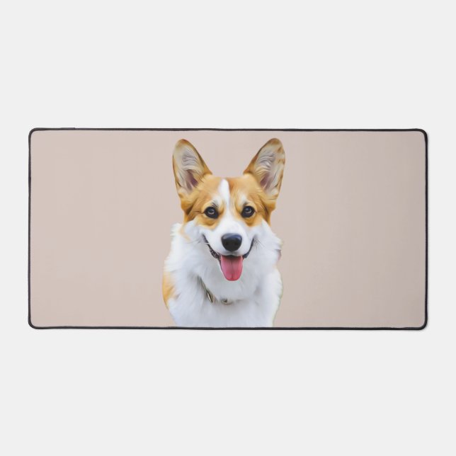 Custom Welsh Corgi Dog Personalised Drawing Desk Mat (Front)
