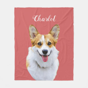 Custom Welsh Corgi Dog Personalised Drawing Fleece Blanket