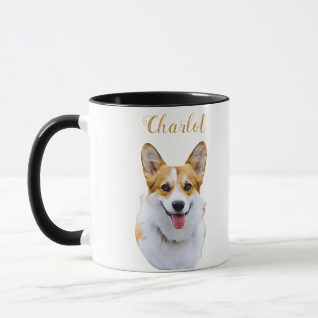 Custom Welsh Corgi Dog Personalised Drawing Mug (Left)