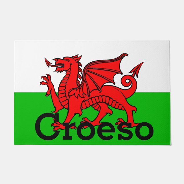 Custom Welsh Welcome Door Mat (Front)