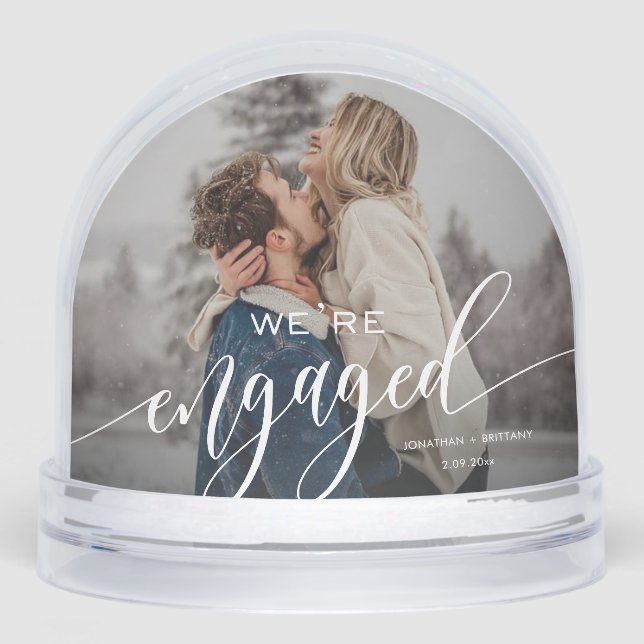 Custom We're Engaged! Keepsake Photo  Snowglobe (Front)