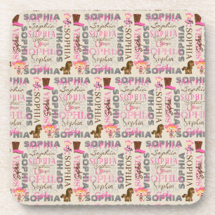 Custom Western Cowgirl Horse Lover Collage Name Coaster