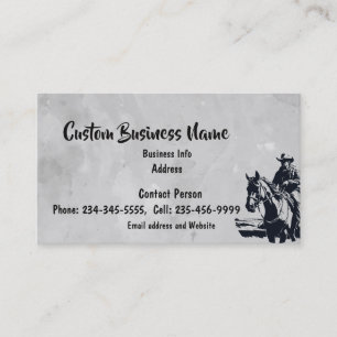 Custom Western Horse Man Riding Business Card
