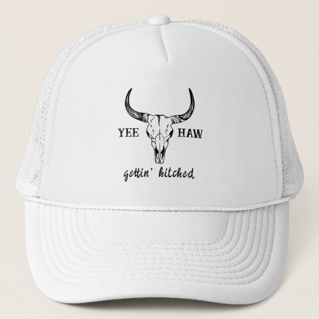 Custom Western Wedding Bachelorette Party Group Trucker Hat (Front)