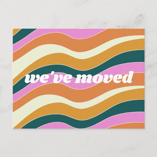 Custom We've Moved New Home Retro Vibrant Postcard (Front)