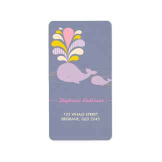 Custom whale colourful return address label