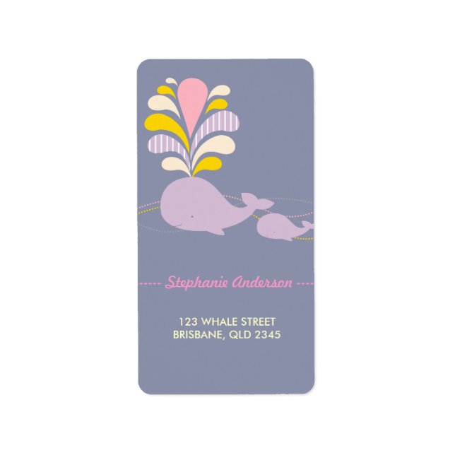 Custom whale colourful return address label (Front)