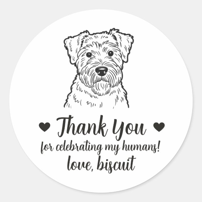 Custom Wheaten Terrier Dog Wedding Favour Stickers (Front)