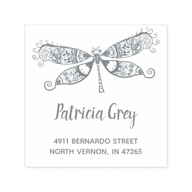 Custom Whimsical Dragonfly Return Address Self-inking Stamp (Design)
